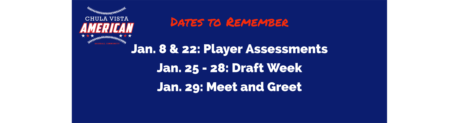 Dates to remember