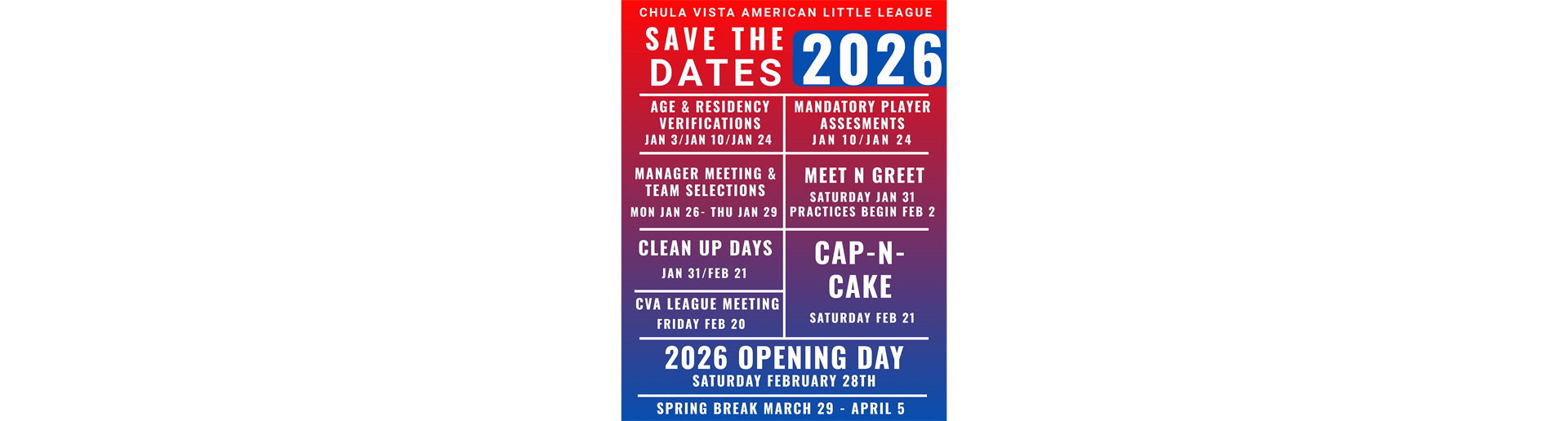 2026 SAVE THE DATES